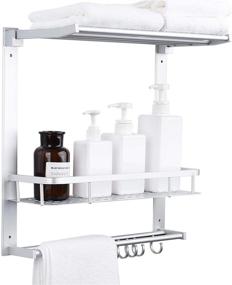img 4 attached to 🚿 Aoyar Bathroom Shelf with Towel Bar - Wall Mounted Shower Shelves for Bath Towel Storage, Home Toilet 3-Layer Rack - Space Aluminum (Rustproof)