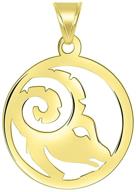 🐏 round aries zodiac sign cut-out ram head pendant in 14k yellow gold logo