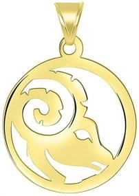 img 2 attached to 🐏 Round Aries Zodiac Sign Cut-Out Ram Head Pendant in 14k Yellow Gold