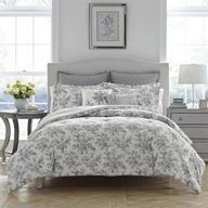 🛏️ laura ashley home annalise collection 7pc comforter set - all season bedding, luxury ultra soft, stylish delicate design for home decor, full/queen size, shadow grey logo