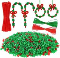 🎄 livder christmas beaded ornament kit with 1000 triangular beads, 300 plastic beads, 50 chenille stems, and 64ft ribbon for xmas craft wreath tree decorations logo