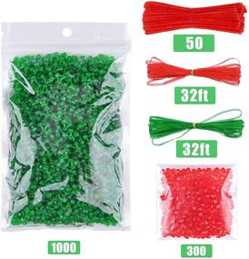 img 3 attached to 🎄 Livder Christmas Beaded Ornament Kit with 1000 Triangular Beads, 300 Plastic Beads, 50 Chenille Stems, and 64ft Ribbon for Xmas Craft Wreath Tree Decorations