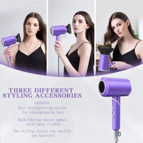 img 2 attached to 💇 1800W Professional Ionic Hair Dryer with Diffuser and Nozzles: Compact & Lightweight Travel Portable Hair Dryer for Fast Drying - Perfect for Women