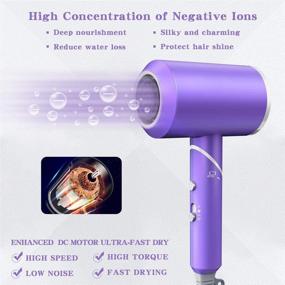 img 3 attached to 💇 1800W Professional Ionic Hair Dryer with Diffuser and Nozzles: Compact & Lightweight Travel Portable Hair Dryer for Fast Drying - Perfect for Women