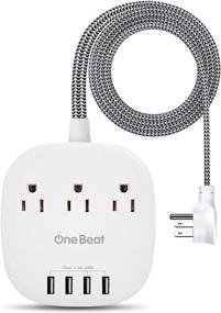 img 4 attached to 💡 ETL Listed Desktop Power Strip with 3 Outlets, 4 USB Ports (4.5A), Flat Plug, 5 ft Long Braided Extension Cord – Ideal for Cruise Ship Travel, Home Office Use