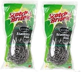 img 2 attached to 🧽 3M Scotch-Brite Stainless Steel Scouring Pad - Pack of 2 Pads