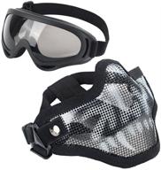 😷 laosge airsoft mask with mesh half face skull set, goggles included (1 pack of bbs & 80 pcs) logo