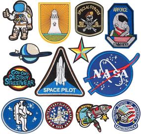 img 4 attached to Muscccm Space Planet Astronaut NASA Iron on Patches - Set of 13 | Embroidered Appliques for DIY Jeans, Jackets, Kid's Clothing, Bags, Caps, Canvas Shoes, Arts, Crafts, Sewing