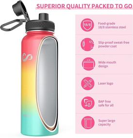 img 1 attached to 🌈 40oz Insulated Water Bottle, INSPI Stainless Steel Iron Water Jug with Straws, Wide Mouth Hydro Canteen for Sports School, Large Water Flask, Modern Double Wall Thermo Mug with Rainbow Design