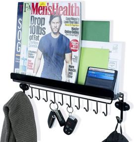img 4 attached to 🔑 Organize Your Entryway with Wallniture's Wall Mount Mail Key Holder and Coat Rack: Features 12 Hooks and a Magazine Holder!