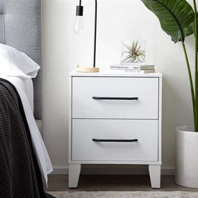 img 4 attached to Edenbrook Daley Nightstand with Two Drawers - Contemporary Design - Hassle-free Assembly Bedside Table, White Dresser