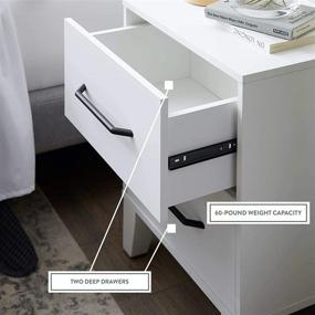 img 2 attached to Edenbrook Daley Nightstand with Two Drawers - Contemporary Design - Hassle-free Assembly Bedside Table, White Dresser