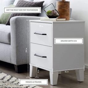 img 3 attached to Edenbrook Daley Nightstand with Two Drawers - Contemporary Design - Hassle-free Assembly Bedside Table, White Dresser
