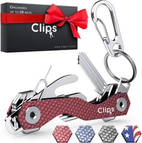 img 4 attached to 💼 Clips Smart Compact Key Holder Keychain - Sleek Carbon Fiber Design &amp; Advanced Features