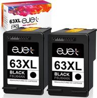 🖨️ ejet compatible ink cartridge replacement for hp 63xl 63 xl, high yield - works with officejet 3830 4650 5255, envy 4520 4512 4516, deskjet 1112 3630 3634 3639 3632 2132 printer - pack of 2 black ink cartridges logo