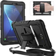 📱 timecity galaxy tab a 10.1 case - full-body cover w/ rotation kickstand, hand strap, s pen holder, screen protector - black (2016 released tablet sm-t580 t585 t587) logo