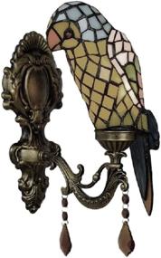img 1 attached to 🦜 XINDAR LED Yellow Jewelries Glass Mirror Front Light Fixture Bedroom Wall Sconce Lamp - Tiffany Parrot Beside Wall Light