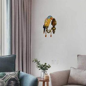 img 2 attached to 🦜 XINDAR LED Yellow Jewelries Glass Mirror Front Light Fixture Bedroom Wall Sconce Lamp - Tiffany Parrot Beside Wall Light