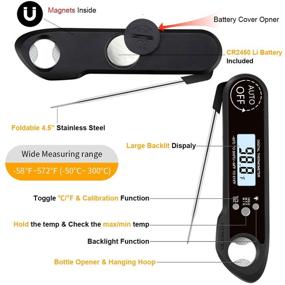 img 2 attached to Waterproof Thermometer Stainless Backlight Foldable