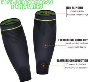 img 1 attached to HiRui Calf Compression Sleeves for Soccer Cycling - Calf Brace Shin Guards Support Leg 🦵 Compression Socks, Shin Splint, Varicose Vein, Calf Pain Relief - Ideal for Travel Nurses and Runners (Pair)