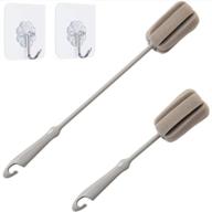 🍷 efficient wine glass cleaning: brush bottle 2 pack with long and short cleaning brushes - includes 2 pack traceless hooks logo