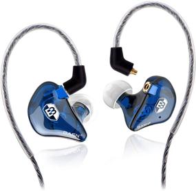 img 4 attached to Наушники-мониторы BASN High-Definition In Ear с съемными MMCX наушниками и двойными динамическими драйверами - шумоизолирующие синие наушники для музыкантов