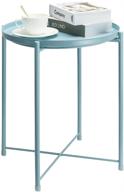 mint blue metal waterproof end table with removable round tray - small coffee table, side table for living room, bedroom, balcony, and office by danpinera logo