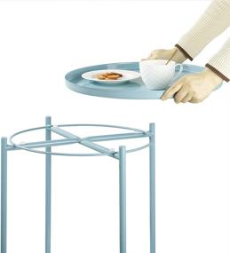 img 3 attached to Mint Blue Metal Waterproof End Table with Removable Round Tray - Small Coffee Table, Side Table for Living Room, Bedroom, Balcony, and Office by danpinera