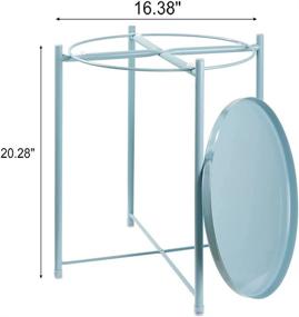 img 2 attached to Mint Blue Metal Waterproof End Table with Removable Round Tray - Small Coffee Table, Side Table for Living Room, Bedroom, Balcony, and Office by danpinera