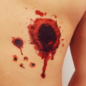 img 3 attached to COKOHAPPY Halloween Bleeding Wound Scar Blood Temporary Tattoos - 10 Sheets for Party, Cosplay, and Realistic Costume Look