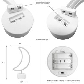 img 2 attached to Исаак Джейкобс 11.5" x 6.5" Настольная лампа с подсветкой LED в форме полумесяца, желтая, с белым основанием - Ночной светильник для прикроватной тумбочки, декорации спальни и вечеринок - Работает от батареи (батарейки не входят в комплект).