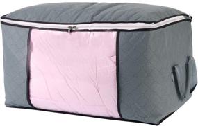 img 3 attached to 📦 Combocube Jumbo Zippered Storage Bag: King Comforter, Quilt, Bedding & Clothes Organizer with Clear Window & Carry Handles - Space Saver