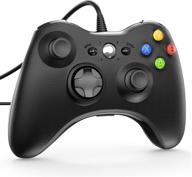 🎮 wired xbox 360 controller for pc windows 7/8/10 - usb gamepad joypad joystick with dual-vbt, trigger buttons - black logo