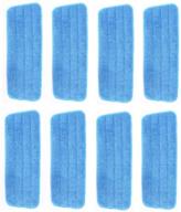 microfiber spray mop replacement pads - 8 pack wet dry floor mops refills, reusable 16.5x5.5 inch for home &amp; commercial use, blue logo