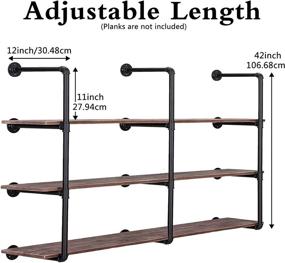 img 3 attached to Farmhouse Wall Mounted Pipe Shelves: Pynsseu Industrial Iron Shelving Brackets Unit, 3Pack of 4 Tier - Perfect for Kitchen, Bathroom, DIY Bookshelf & Living Room Storage