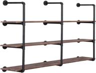 farmhouse wall mounted pipe shelves: pynsseu industrial iron shelving brackets unit, 3pack of 4 tier - perfect for kitchen, bathroom, diy bookshelf & living room storage logo