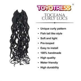 img 1 attached to 🔗 ToyoTress Toceana Curly Locs Crochet Hair Extensions - 12 inch 6 Pcs 1B Natural Black Pre-twisted Crochet Braids Pre-looped Synthetic Braiding Hair for Improved SEO