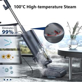 img 4 attached to Powerful 1600W 17 kPa Steam Vacuum Cleaner for Tile, Hardwood, and Carpet - All-in-One Steam Mop and Bagless Upright Vacuum with 2 HEPA Filters, Corded