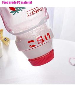 img 2 attached to 480ml Plastic Water Bottle with Matching Straps - Cute Kawaii Milk Carton Shaker Bottle for Kids/Girls, Yakult Shape, Tour Drinking Bottle (Peach White)