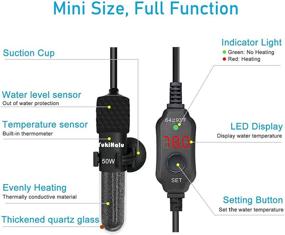 img 2 attached to 🐠 YukiHalu Small Submersible Aquarium Heater: Premium Fish Tank Heater with Thermometer, Temperature Controller, and LED Display - Ideal for 5/10/20 Gallons