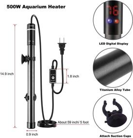 img 3 attached to Submersible Fish Tank Heater - 500W Digital Aquarium Heater with Readout for 60-100-150 Gallon Saltwater or Freshwater, External Thermostat Titanium Safe Controller, Includes 2 Artificial Plants as a Gift