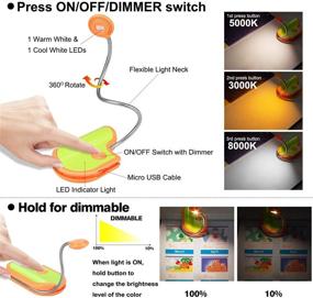 img 3 attached to 📚 LUXSWAY Rechargeable Reading Book Light for Kids in Orange: Dimmable Clip-On Nightlight with Flexible Gooseneck for Bedtime Reading