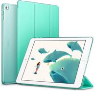 esr yippee smart case for ipad air 2 - synthetic leather, lightweight, translucent frosted back, magnetic cover with auto sleep/wake - mint green logo