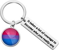 🌈 seiraa bisexual pride keychain: embrace your true self with courage - lgbtq gift + symbol of bisexuality logo