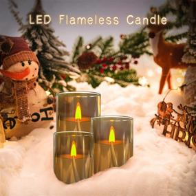 img 3 attached to 🕯️ Gold Glass Flameless Candles with Remote & Timer - Pack of 3, Real Wax Flickering Candles for Weddings, Parties & Home Décor