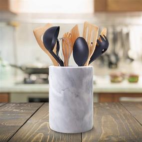 img 2 attached to 🍽️ Homeries Marble Kitchen Utensil Holder: Organize and Beautify Your Kitchen with Vintage Farmhouse Style