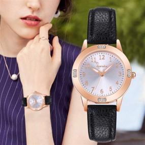 img 2 attached to 🕰️ Stylish Women's Leather Strap Watch - Easy Reader Analog Dial, Quartz Casual Wrist Watch for Women Ladies, Perfect for Lovers and Girlfriends