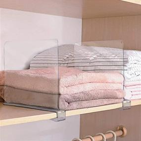 img 2 attached to 🧺 2-Pack of OMFMF Closet Shelf Dividers - Versatile Organizer for Clothes, Linens, Purses - Ideal for Closets, Kitchen Cabinets, Bedrooms