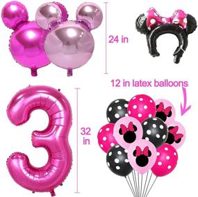 img 2 attached to 50pcs Minnie Mouse Birthday Decorations - Minnie 3rd Year Girl Birthday Party Supplies with Minnie Balloons, Cake Topper, and Cupcake Topper