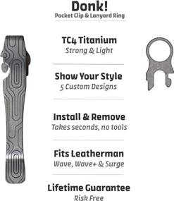 img 2 attached to 🔧 Innovative Donk! Titanium TC4 Pocket Clip for Leatherman Wave, Wave+ & Surge - Quick Release, 6 Custom Designs & Extra Carry Options – 'Norwegian Wood'